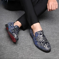 Embroider Men's Dress Shoes Elegant Wedding Loafers for Men Coiffeur Men Party Shoes Vintage  Formal Male Shoes Design Loafers