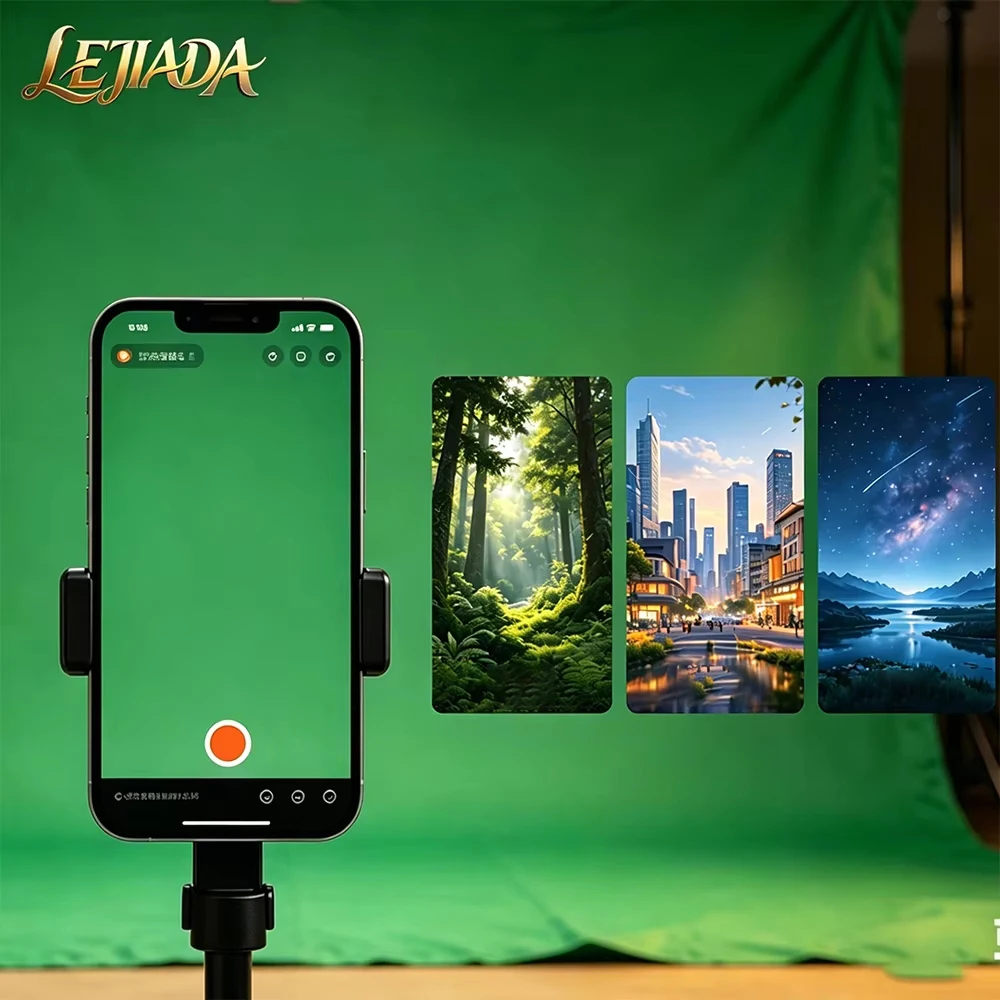 LEJIADA Mobile Half Body Live Streaming Professional Green Screen Cutout Background Cloth Upgrade Thick Polyester 3x5ft/5x6.5ft