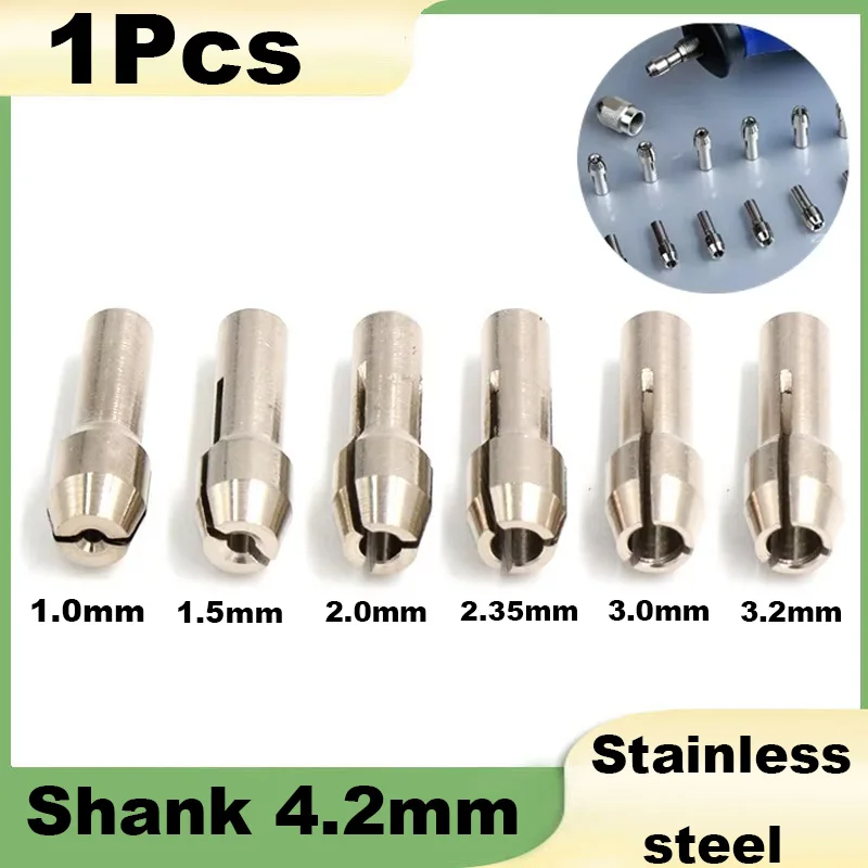 1Pcs Mini Drill Chuck 1.0/1.5/2.0/2.35/3.0/3.2mm Tail Dia 4.2mm Shank Rotary Tool Collet Bit for Dremel Rotary Tool Accessories