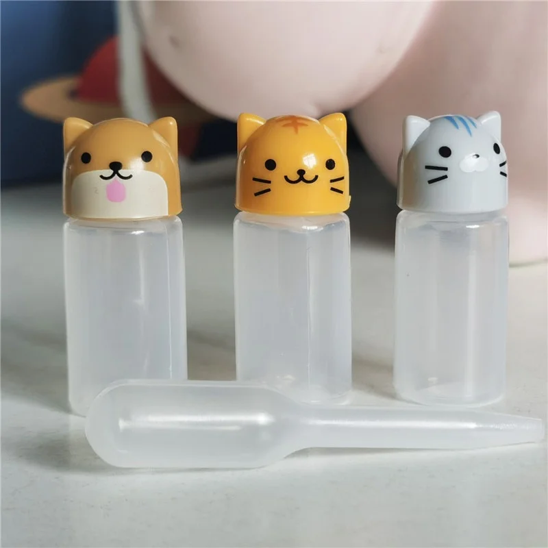 3pcs/set Mini Seasoning Sauce Bottle Small Containers Lovely Cat Dog Bottles for Bento Lunch Box Kitchen Jar Accessories Cartoon