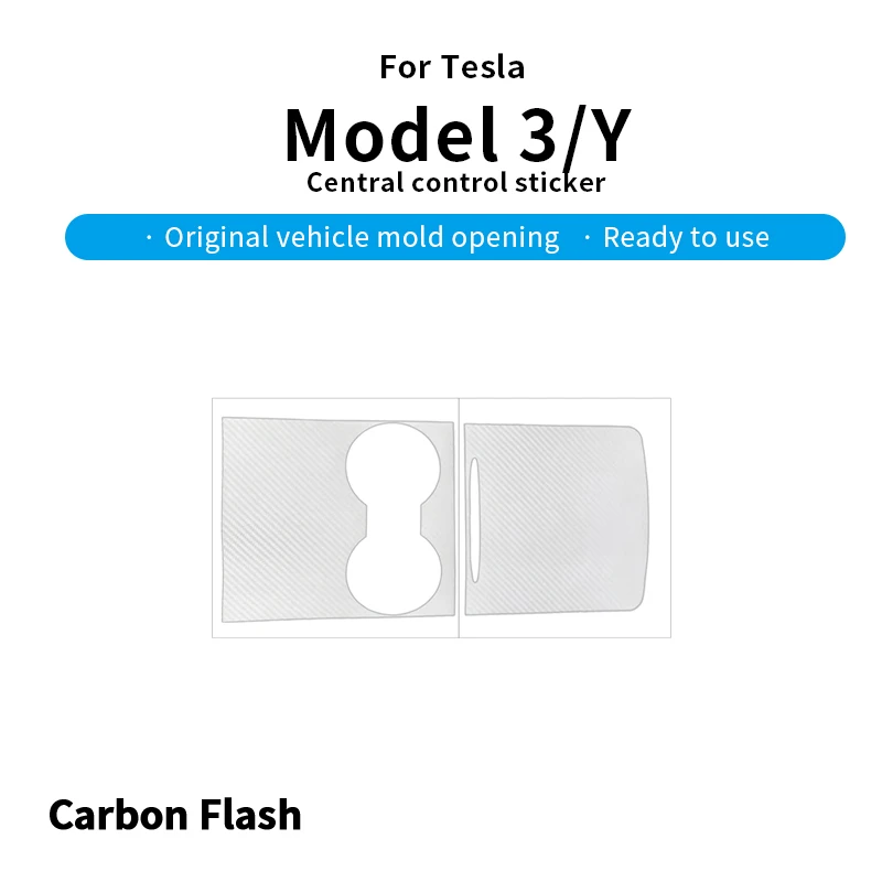 White Carbon Fiber Pattern Center Console Panel Film for Tesla 2021-23 Model 3/Y – Carbon Flash Dashboard Cover Sticker