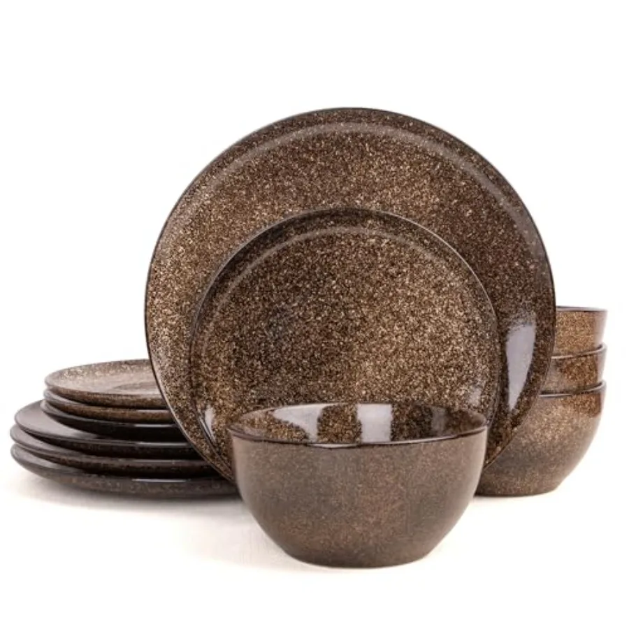 

Наборы тарелок и мисок, 12 предметов, столовые сервизы для кухни, набор посуды с реактивной глазурью на 4 персоны, пригодные для мытья в посудомоечной машине и использования в микроволновой печи, серия