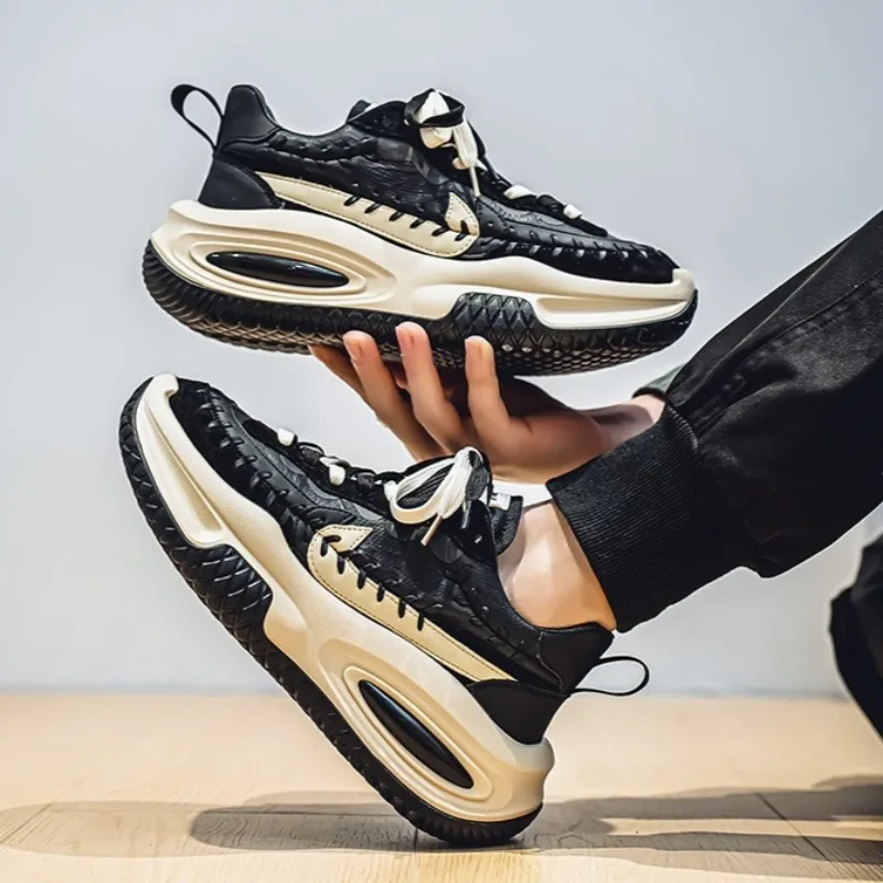 

Shoes for Men High Quality Mesh Breathable Platform Sneakers Men Leather Thick Sole Leisure Sports Men's Shoes Zapatillas Hombre