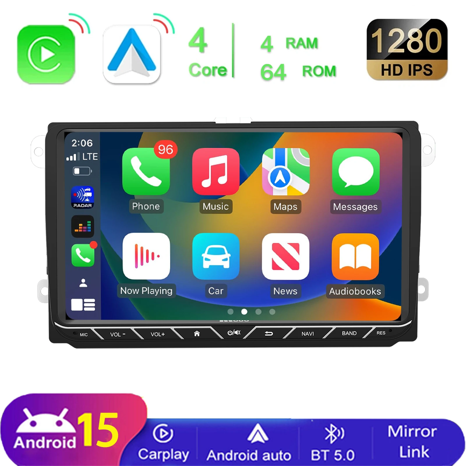 7 "9" CarPlay Android autoradio voor Volkswagen VW Golf Passat JETTA Skoda SEAT 2din GPS autoradio systeem