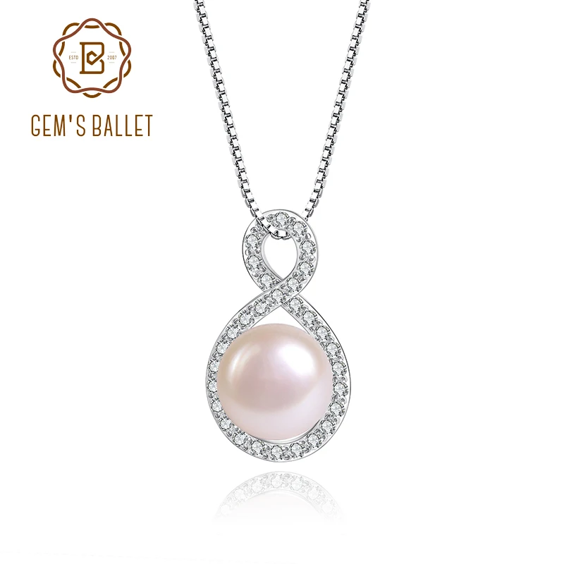 

Ювелирные изделия из жемчуга GEM'S BALLET, стерлинговое серебро 925 пробы, 10 мм, белый пресноводный жемчуг, кулон, ожерелье, подарок для нее