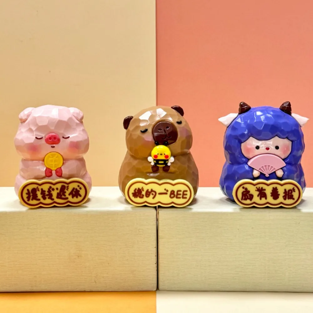 Schnitzerei Textur Capybara Schreibtisch Ornament Frosch Schwein Capybara Puppe Spielzeug Figur Niedliche Simulation Capybara Modell Automobil Ornamente