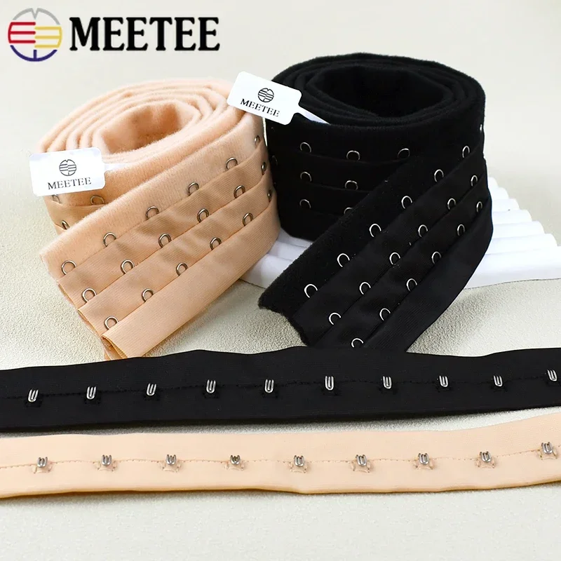 1/2/4Y Meetee 2/3Rows Underwear Extender Bra Strap Corset Adjust Hook Ribbon Waistband Webbing Tape Clothing Sewing Accessories