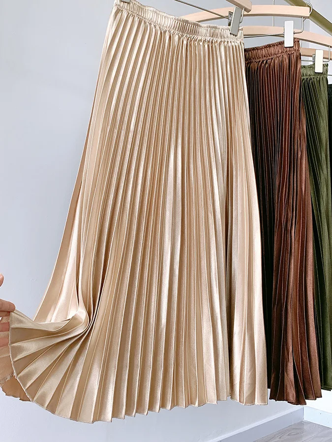 

Плиссированная юбка средней длины с высокой талией и рисунком Aline, юбка трапециевидной формы, однотонная юбка из другого материала