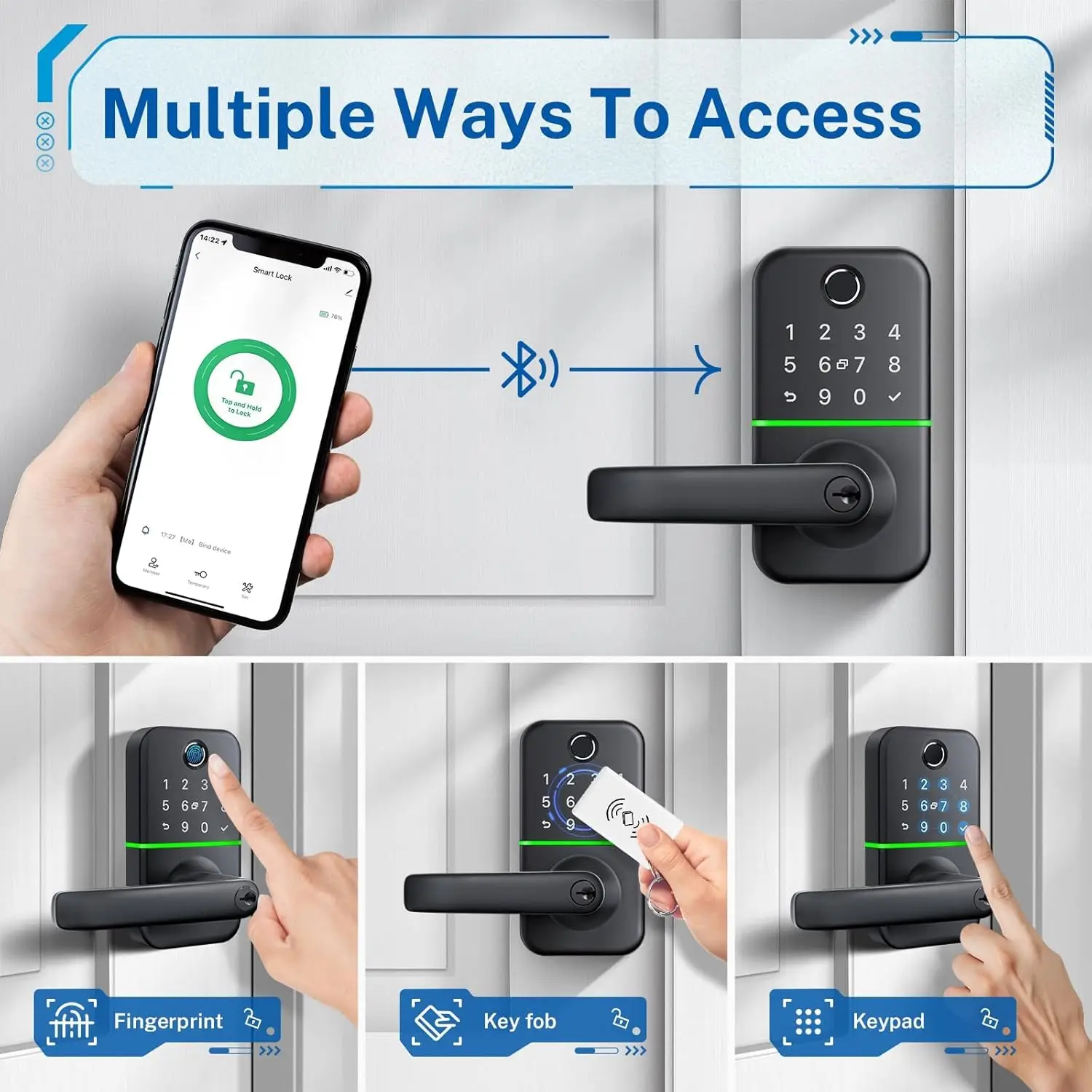 pad Smart Door Lock With Handle: Kucacci Keyless Entry Door Lock - Digtal Door Lock With Keypad Code - Fingerprint Door