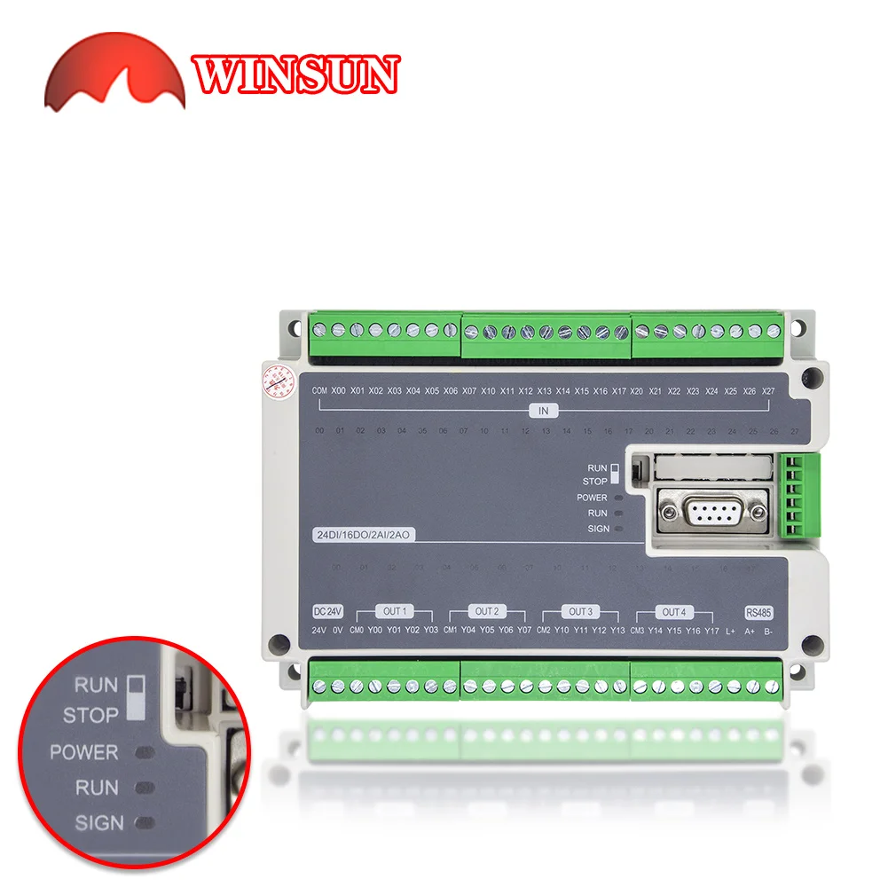 Imagem -02 - Rtc Modbus 485 24 Entrada 16 Relé Saída do Transistor 2ad Entrada Analógica 2da Saída Plc Controlador Fx3u40mr 40mt Rs485