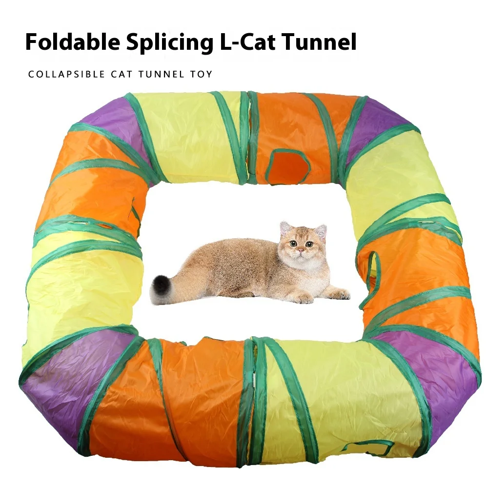 

Pet Can Be Spliced Cat Tunnel Rainbow Cat L Channel Can Store Folding Cat Drill Bucket Toys Interactive Tunel Para Gato