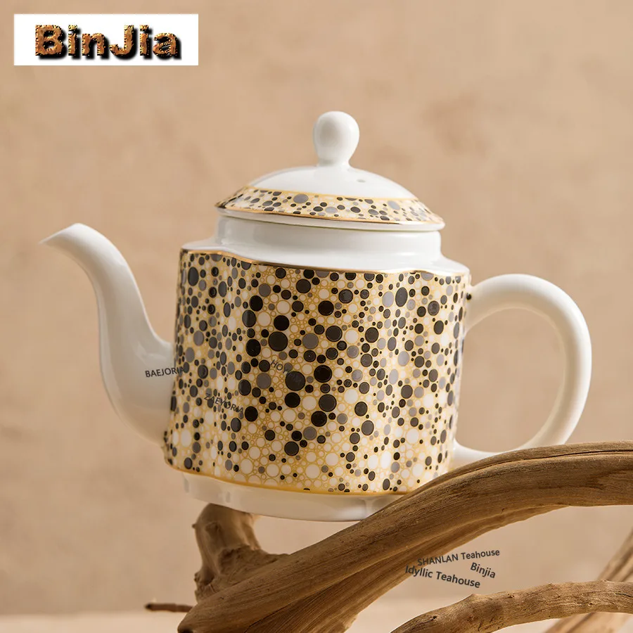 BAEJORIA 220ml Bone China Leopard Print Teapot Antique Tea Infuser Pot Tea Maker Kettle With Strainer Cha Supplies Ornaments