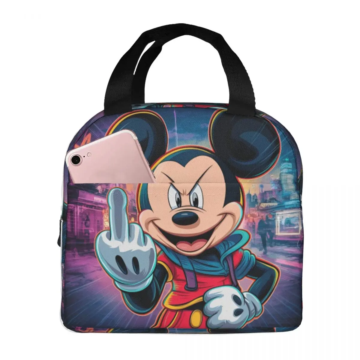 

Mickey Mouse Doodle Lunch Bag Portable Lunch Box Beach Graphic Cooler Bag Aesthetic Waterproof Thermal Lunch Bags
