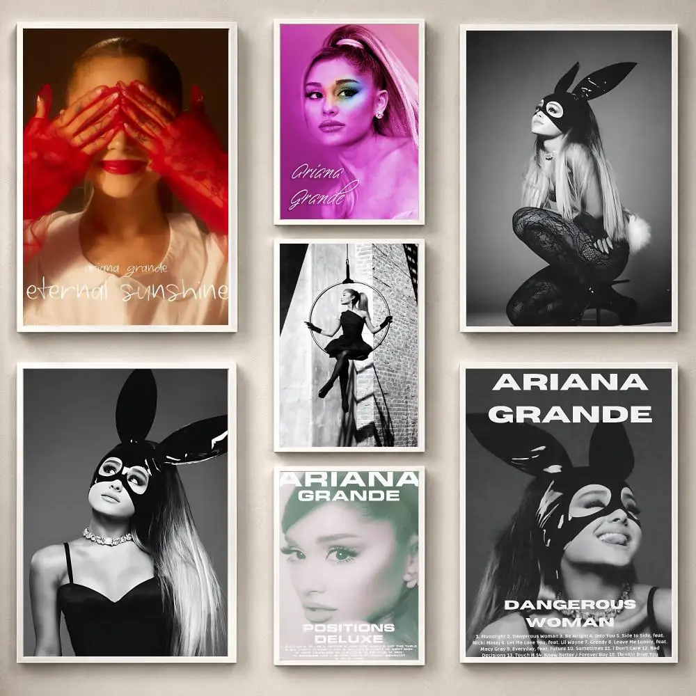 Singer A-Ariana Grande Poster PP Self-Adhesive Removable HD Waterproof Wall art Suitable Bedrooms Living Rooms Gifts