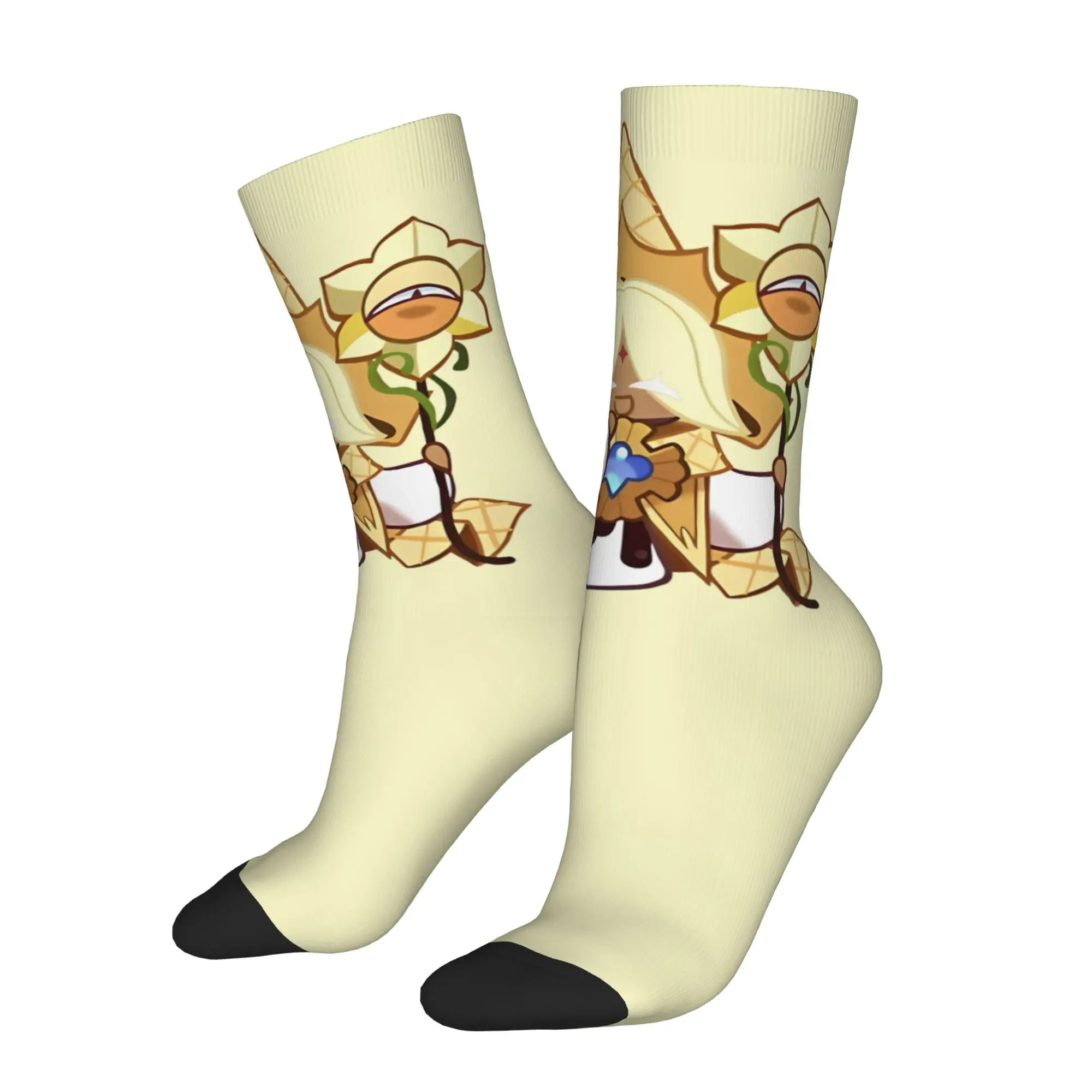 Pure Vanilla Cookie Socks Men's Women's Cookie Run Kingdom Socks Crazy Spring Summer Autumn Winter Middle Tube Stockings Gifts