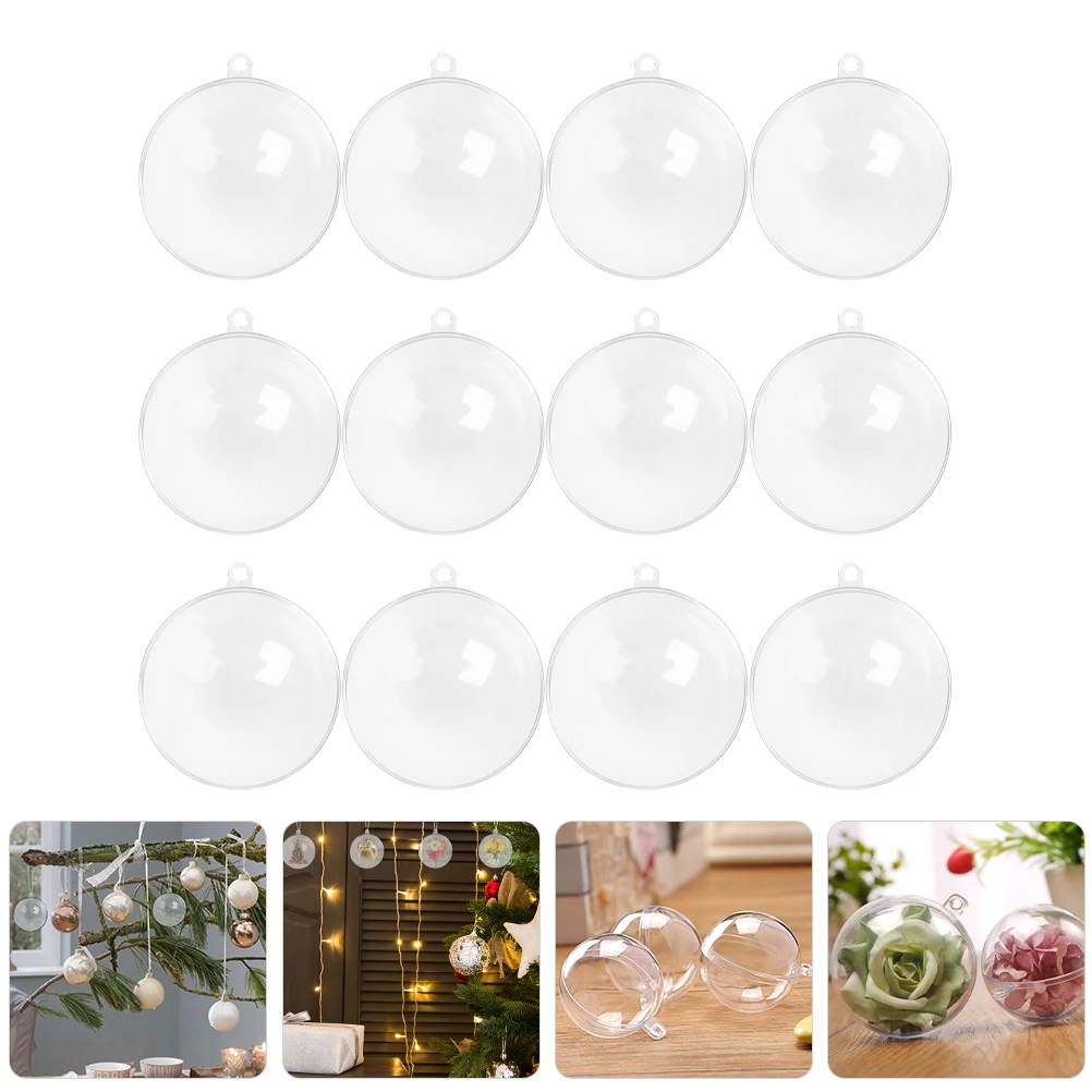 

12 Pcs Transparent Christmas Ball Ornament Fillable Bauble Clear Ornaments Plastic Festival Tree Pendants Baubles to Artificial
