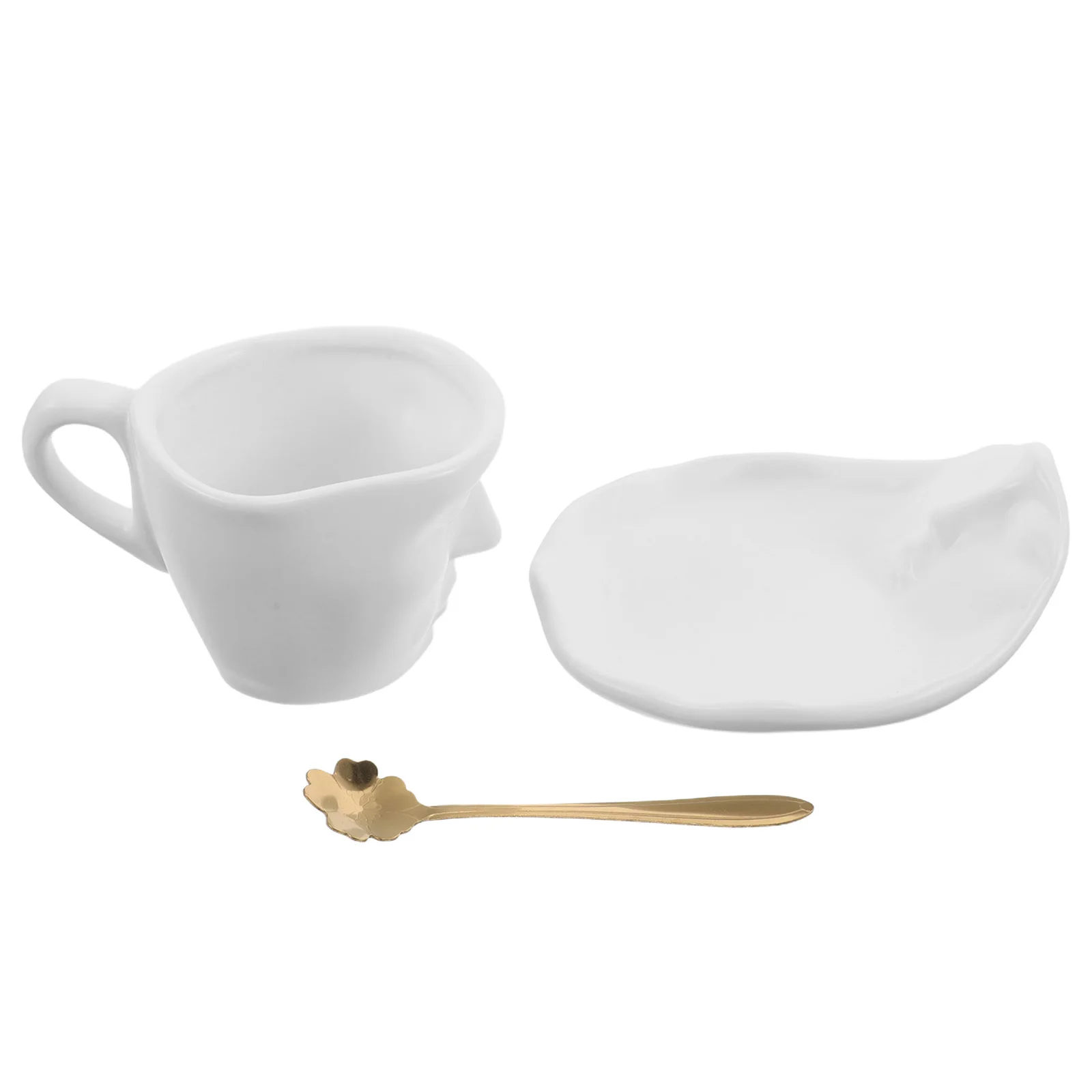 

1Set Ceramic Kissing Couple Coffee Mug Set Unique Hand-Pinched Texture Cup Saucer for Valentines Day Christmas Kitchen Latte
