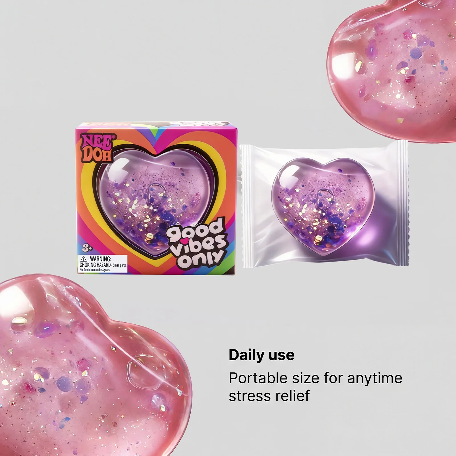 Heart-Shaped Squishy Toy, Soft and Comfortable to the Touch, Non-Sticky, Quick to Bounce Back, Cute and Compact,