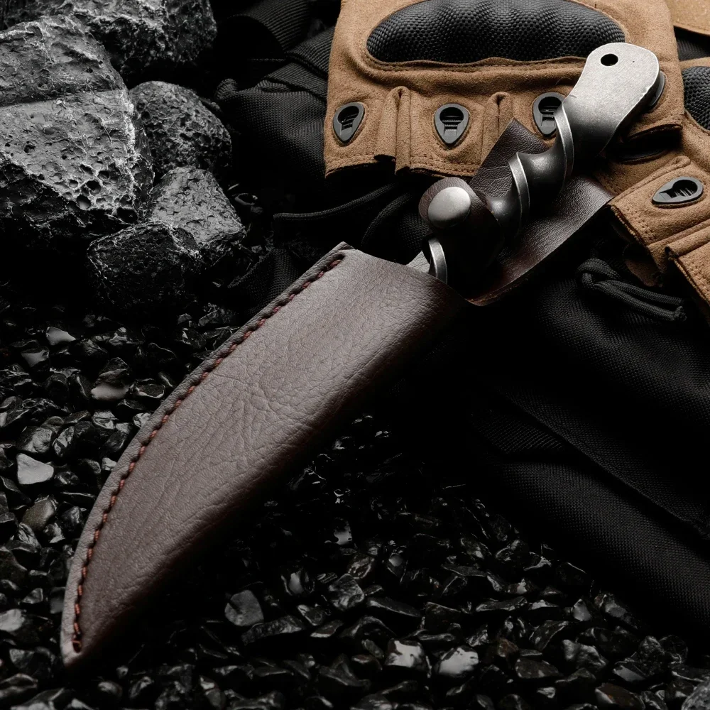 Coltello in acciaio a molle forgiato di alta qualità: la migliore lama di sopravvivenza, caccia e salvataggio per uomo