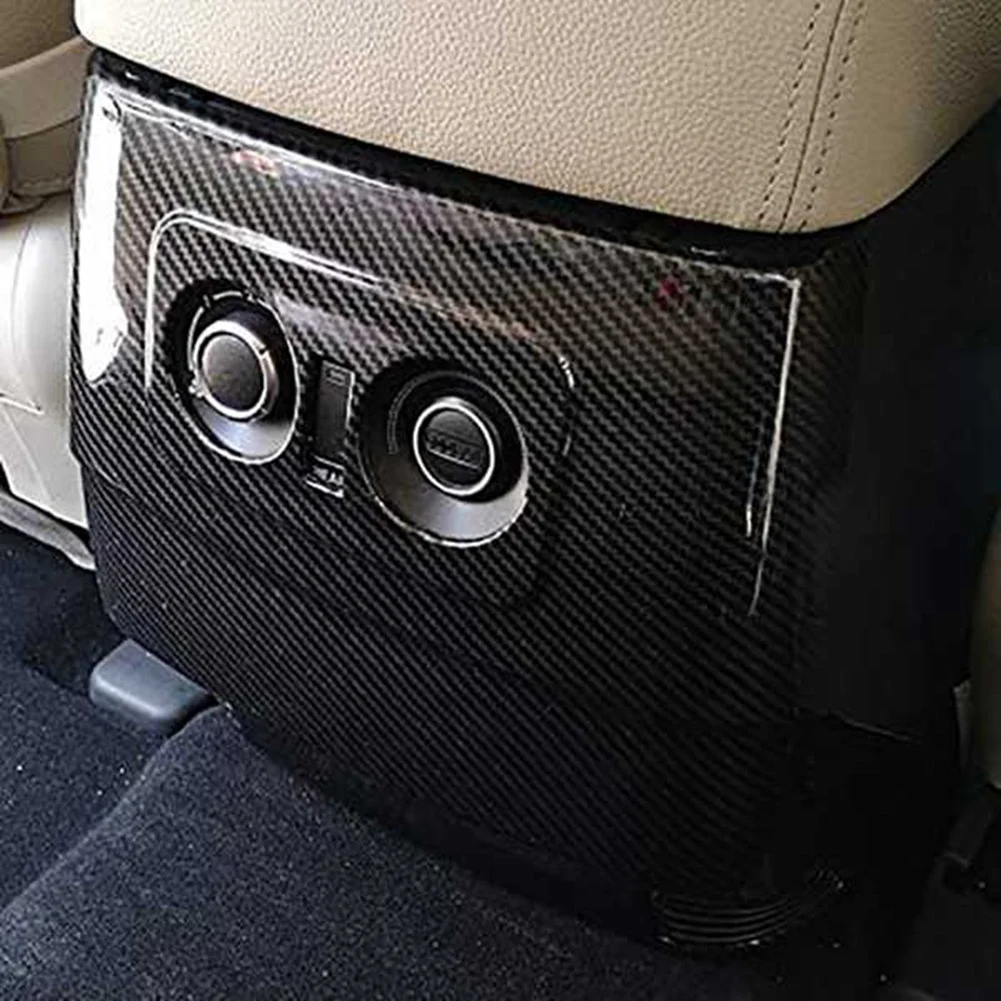 Car Carbon Fiber Rear Air Condition Vent Outlet Frame Anti-Kick Panel Cover Trim for Mitsubishi Pajero