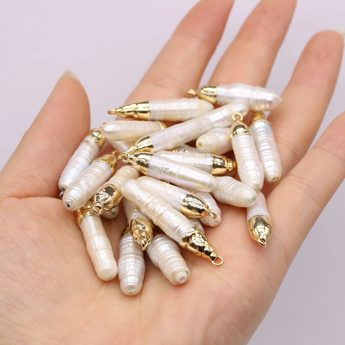 

1PCS Charm Natural Freshwater White Pearl Baroque Pendant Jewelry Making DIY Necklace Earrings Accessories Gift 30x6mm