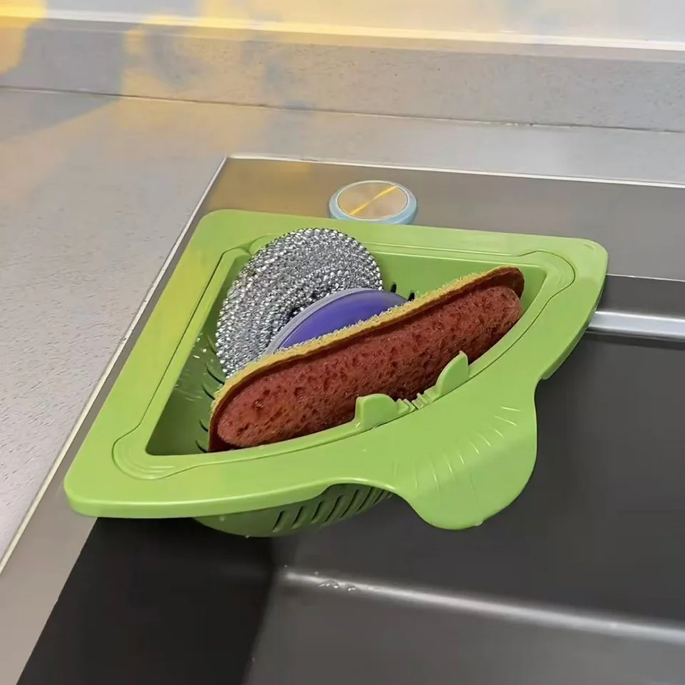 Magnetic Triangular Sink Drain Basket – Hangable Corner Food Catcher For Fruit & Veggie Scraps, Multi-Use Kitchen Strainer (6.6 X 6.6 X 3.7 In)