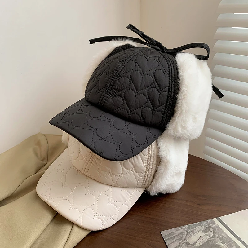 Lei Feng Hat Women Retro Cycling Warm and Cold Duck Cap Plush Plus Fleece Thickened Male Ear Protection Hat Autumn and Winter