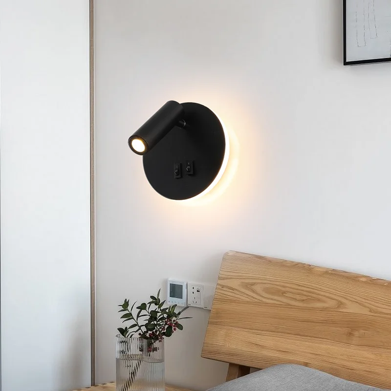 

Simplicity Lamp Modern LED Wall Sconces Lights Rotatable Eye Protection Reading Lamp With Switch For Bedroom Study Room