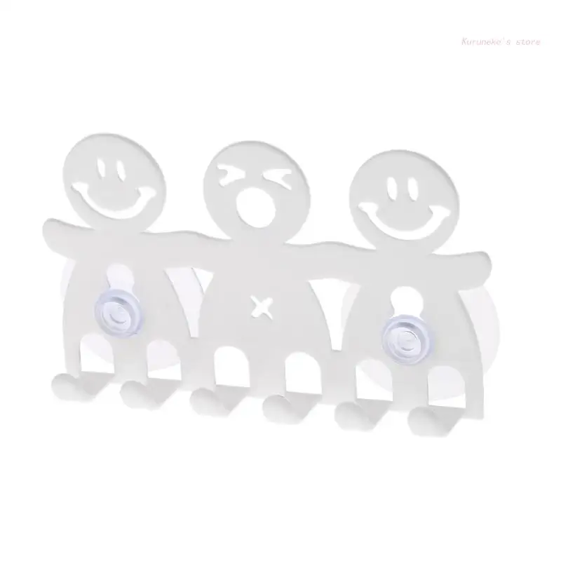 Wall Mounted Toothbrush Holder Suction Cup 5 Position CuteCartoon Smile Set for Home Bedroom Bathroom Accessory HX6D