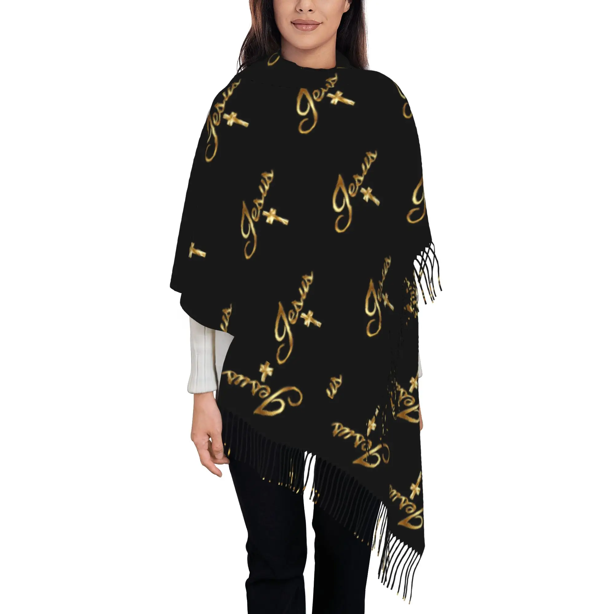 

Custom Printed Nice Jesus And Cross Christian Faith Scarf Women Men Winter Warm Scarves Shawl Wrap