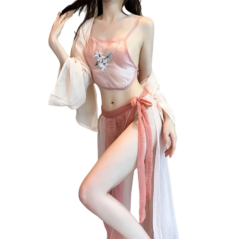 

Sexy underwear passionate ancient style Hanfu Republic style seduction embroidery uniforms free from pure desire temptation suit