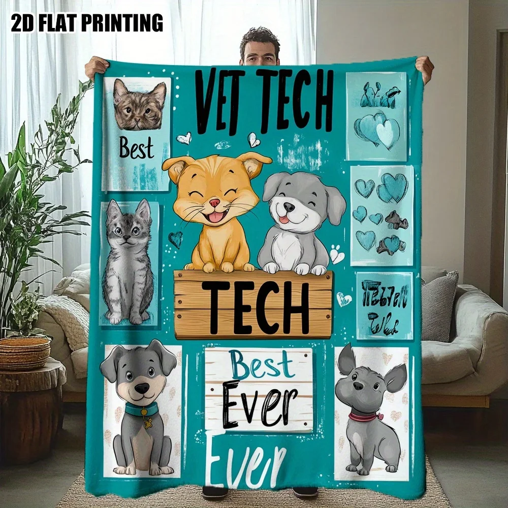 Vet Tech Blanket Throw Gift for Veterinary Technician Student Pet Lover Nurse Animal Vet Gift Funny Cozy Decor