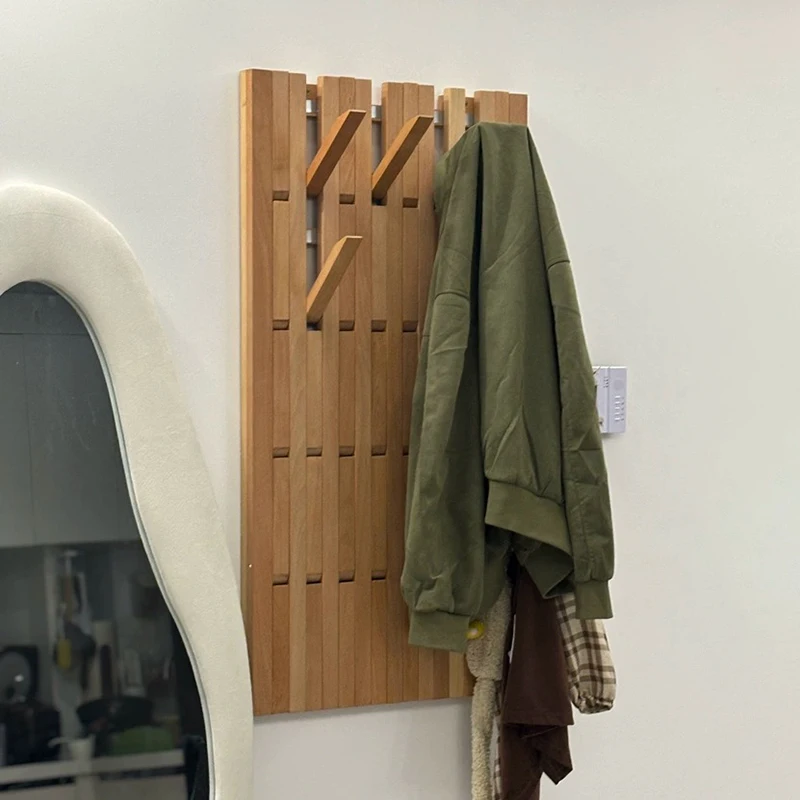 Solid Wood Coat Racks Wall Mounted Clothes Storage Hanger Multi Layer Clothing Organizer Hanging Hooks Entrance Hall Coats Rack