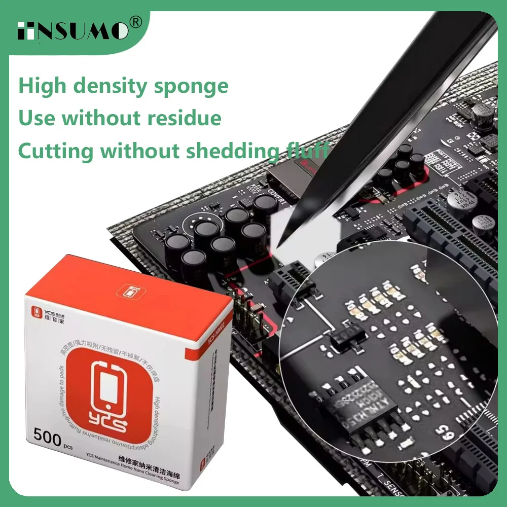 YCS HM01 500Pcs Nano Cleaning Sponge for Macbook Keyboard Motherboard PCB Chip Soldering Cleaning Repair Tool Without Residue