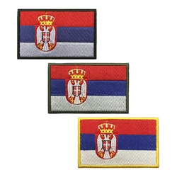 1 pz bandiera serbo Serbia fascia da braccio ricamata Patch Hook & Loop o Iron On ricamo Badge panno militare Moral Stripe