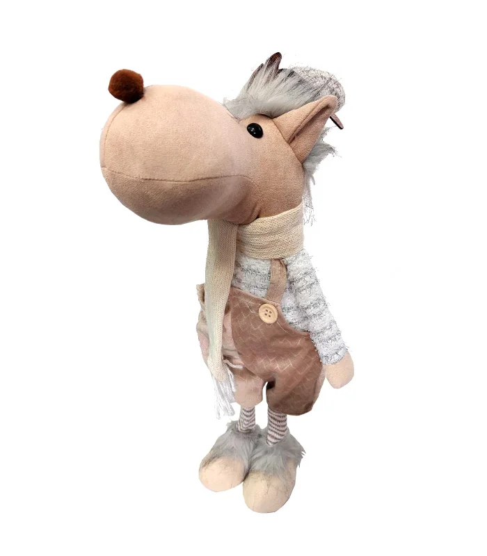 Tradineur Christmas reindeer doll-made of polyester-decoration for Christmas season-19x18x55 cm