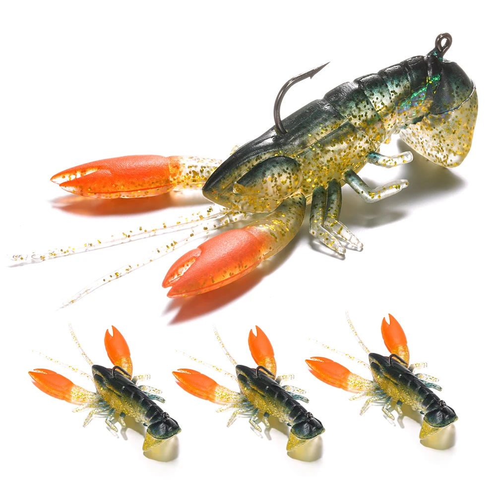 Lixada 8cm / 14g Macio Lagostins Camarão Lagosta Garra Isca Artificial Isca Swimbait