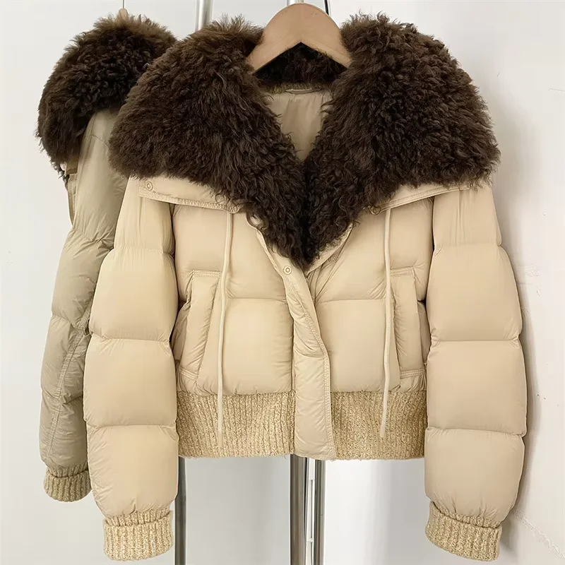 Women's winter jacket 2026 new detachable wool collar women's down jacket duck down filled warm thick coat y2k women's down coat