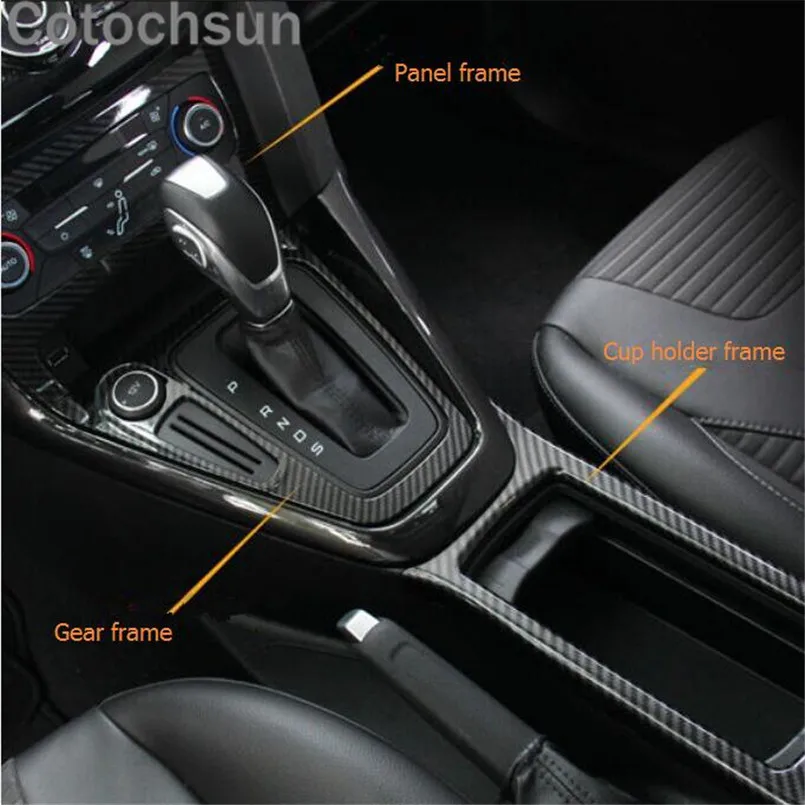 Cotochsun Car-Styling Gear panel cup holder door handle steering wheel air vent trim Decorative case For Ford Focus 3 2015-2018