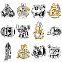 JIUHAO Original Punk Gothic Mech Pirate Egypt Charms 925 Sterling Silver Beads for Jewelry Making Fit Designer Charms Bracelet