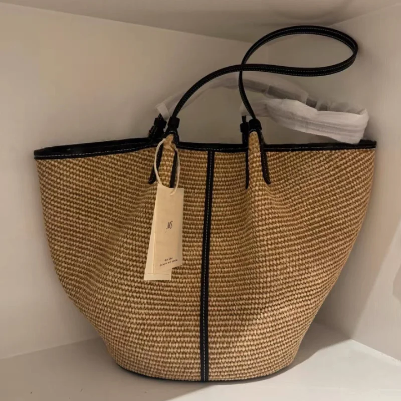 

Французская сумка через плечо ручной работы, элегантная, с цветовыми блоками, универсальная сумка-ведро, высококачественная вместительная сумка-тоут для пляжного отдыха