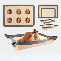 2pcs Thickened Fiber Baking Sheet Mat Silicone Oven Mat Bread Macaron Cookies Roasted Chicken Baking Mat Baking Tools