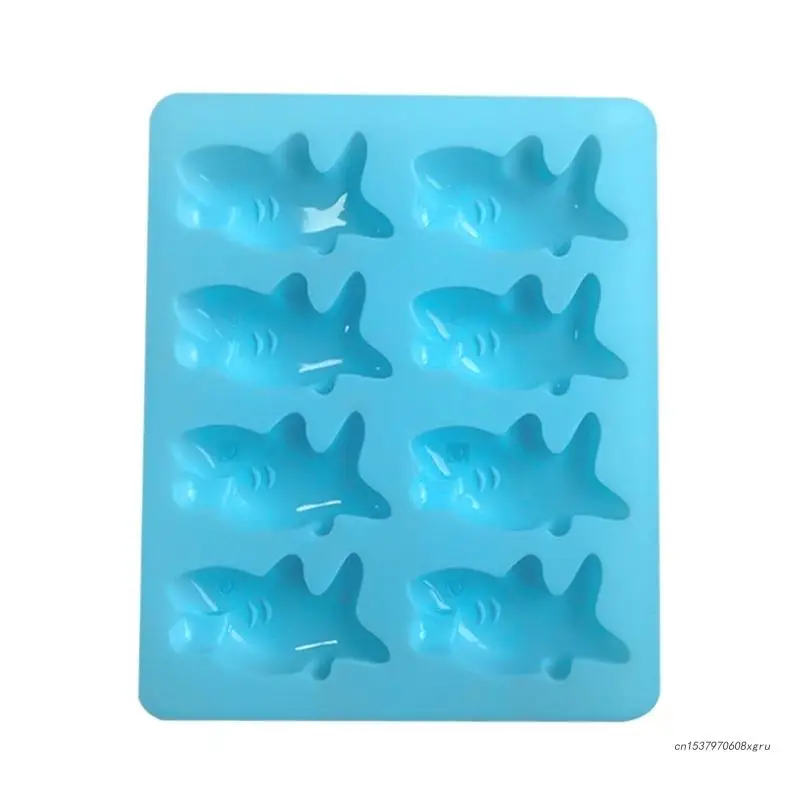 8-Cavity Cartoon Shark Silicone Mold 3D Fondant Chocolate Mould DIY Cake Dessert Mould Home Kitchen Baking DIY Supplies