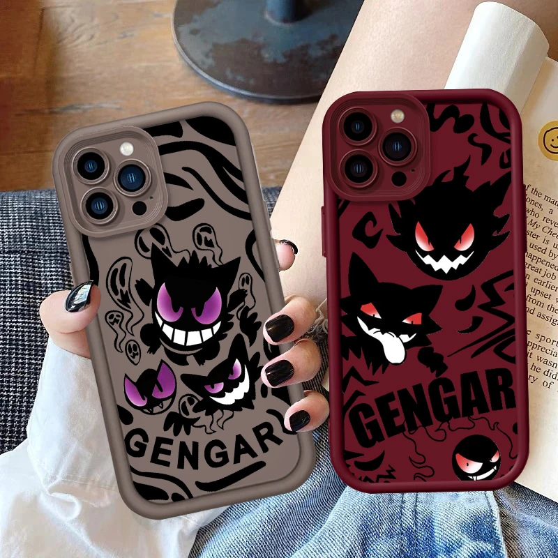 G-Gengars P-Pokemones Cute Eye Ladder For Apple iPhone 15 14 13 12 11 XS XR X Pro Max Plus Back Phone Case