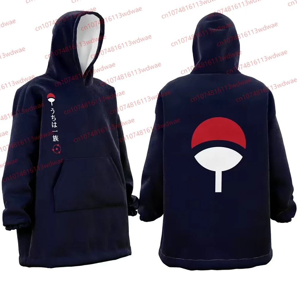 

Naruto Uchiha Clan Hoodie Anime Pullover Sweatshirt Oversized Cosplay Winter Hoodie Black Harajuku Streetwear for Men Women