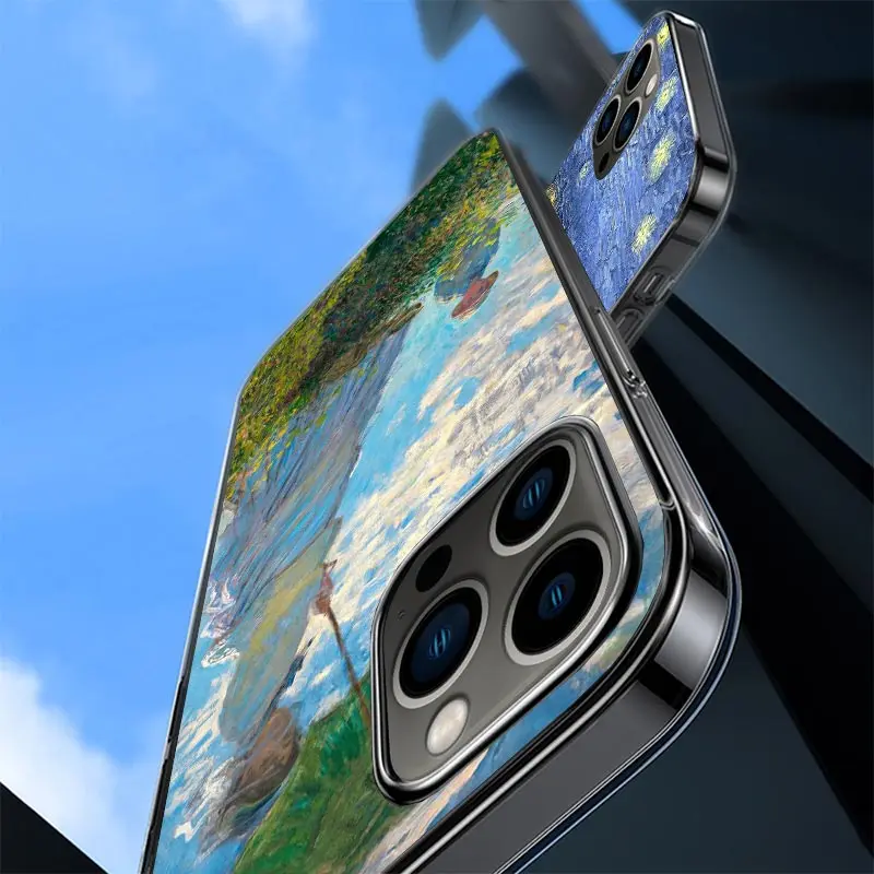 Claude Monet Garden Lotus Bridge Case Phone Cover for Apple iphone 16 15 14 13 12 Mini 11 Pro Max 16E X XS XR 7 Plus 8 + SE 2020