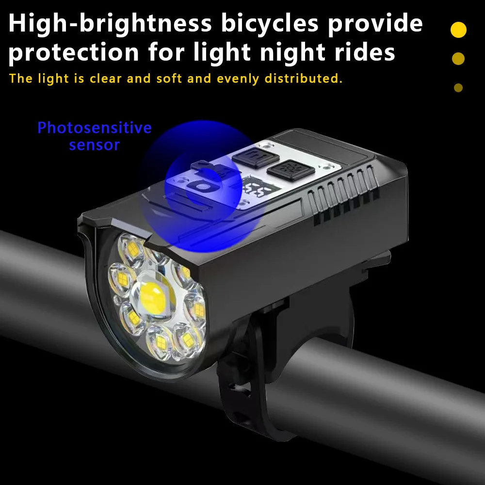 High Brightness Night Riding Light 9LED Strong Light Flashlight Riding Equipment Type-C Charging Outdoor Lantern for Bicycle
