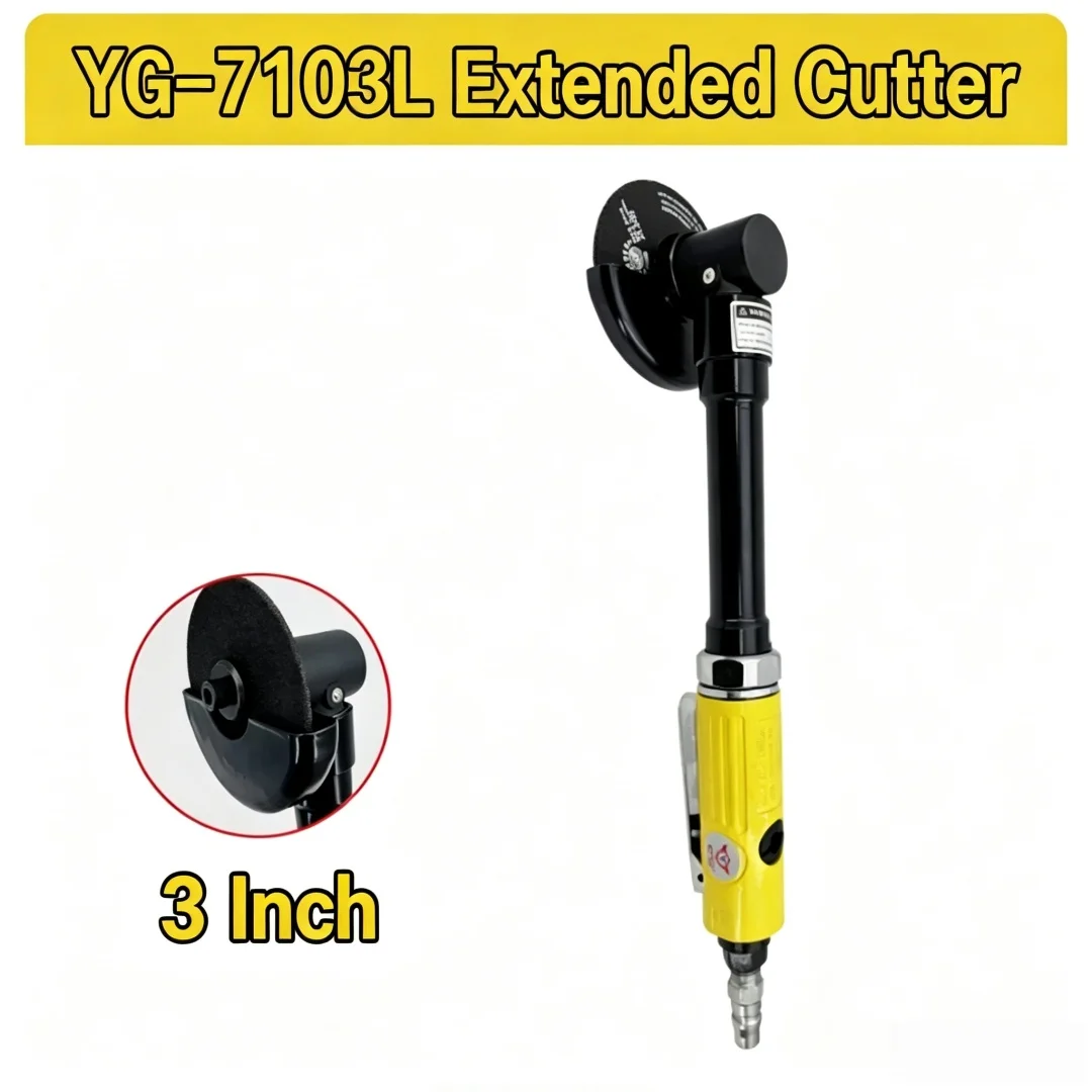 YG‑7103L Long Handle Pneumatic 3‑Inch Lightweight Angle Grinder Industrial Grade Mini Air Polishing Cutting Machine Trimming Too