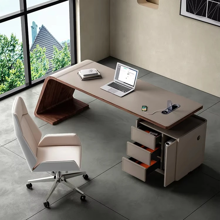 xx- Boardroom Meeting Table MDF Durable Leather Desk High-end Boss Designer Study Computer Office Healthy Pre-assembled*