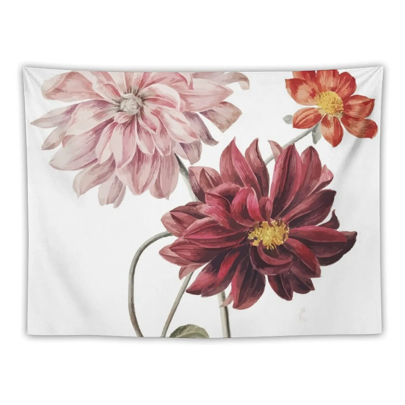 Vintage Dahlias Floral Vector Tapestry Decorations For Your Bedroom Room Decor Aesthetic Decoration For Home Tapestry